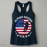USA Alpine Skiing Team Retro Support USA Downhill Skiing Women's Tank Top thumb 3