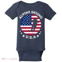 USA Alpine Skiing Team Retro Support USA Downhill Skiing Baby Bodysuit thumb 0