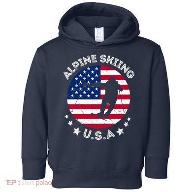 USA Alpine Skiing Team Retro Support USA Downhill Skiing Toddler Hoodie