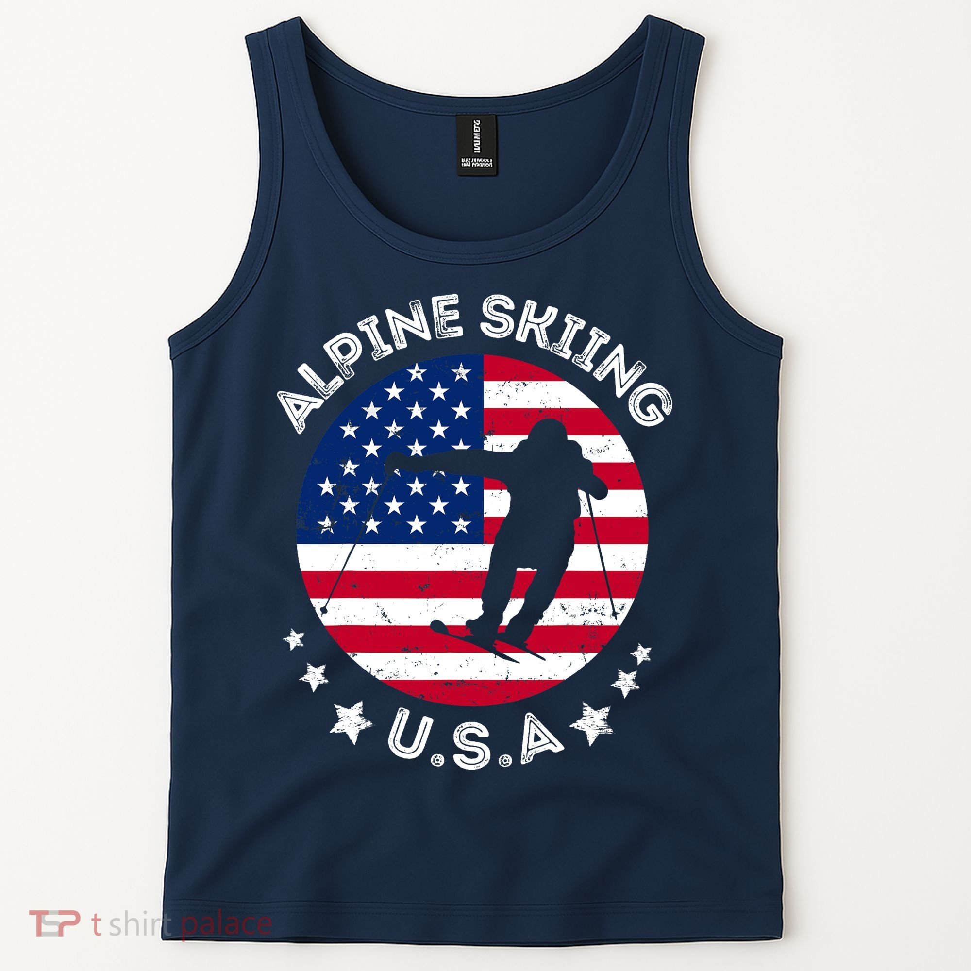 USA Alpine Skiing Team Retro Support USA Downhill Skiing Tank Top