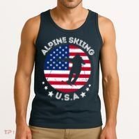 USA Alpine Skiing Team Retro Support USA Downhill Skiing Tank Top thumb 3