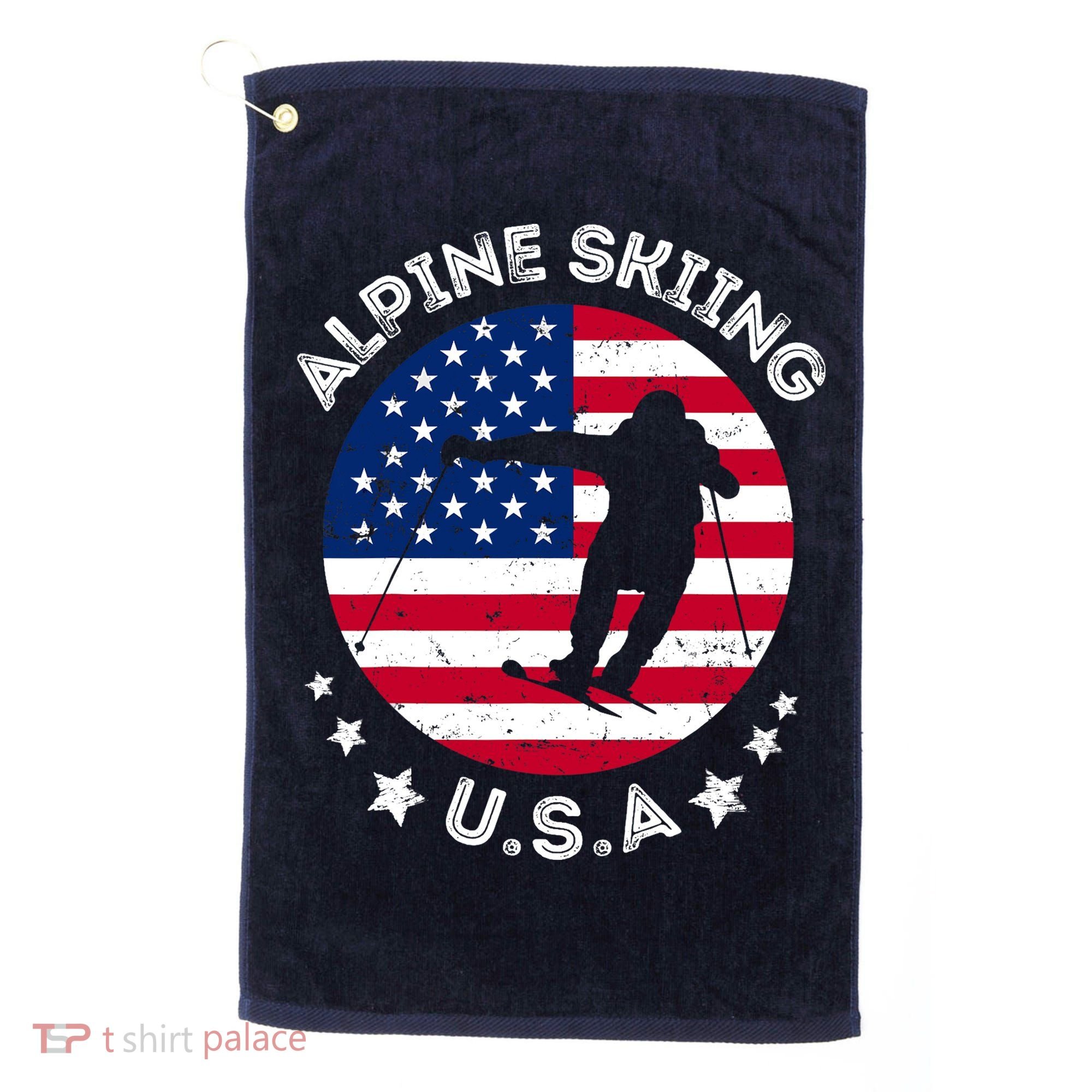 USA Alpine Skiing Team Retro Support USA Downhill Skiing Golf Towel