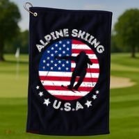USA Alpine Skiing Team Retro Support USA Downhill Skiing Golf Towel thumb 1