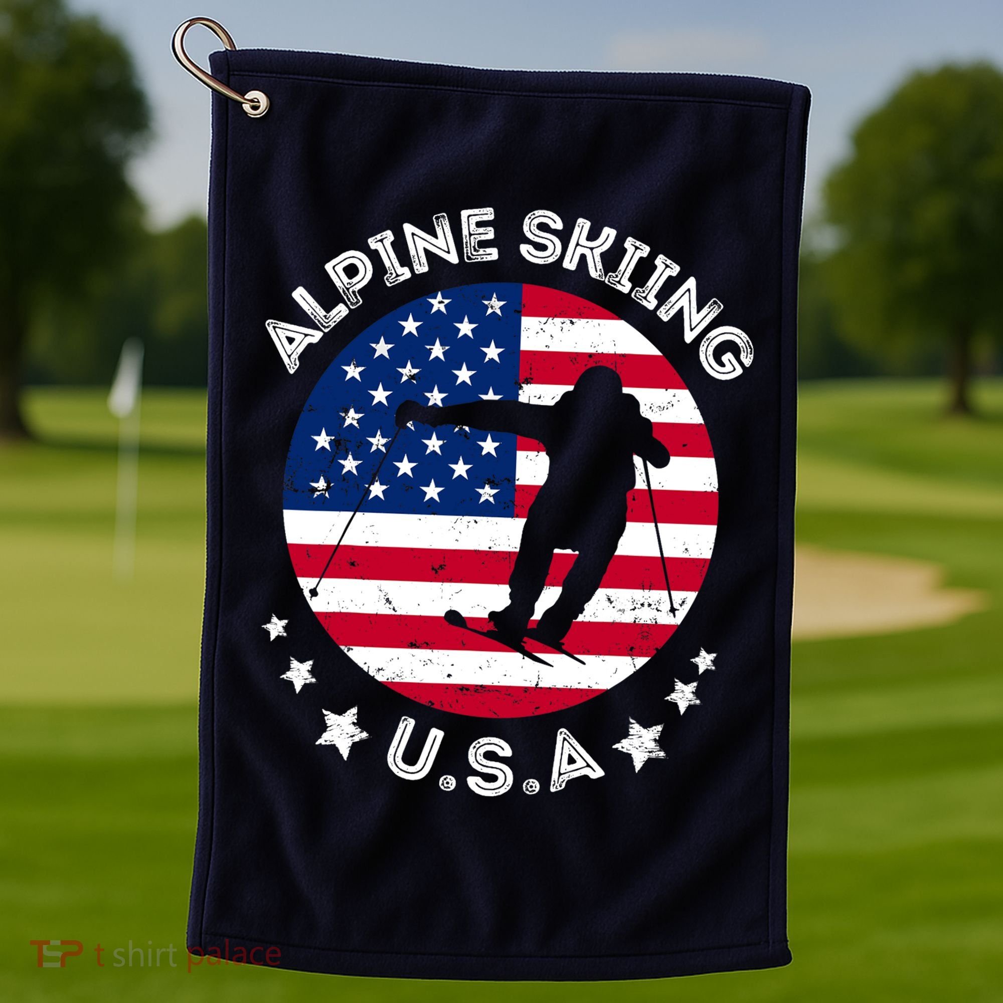 USA Alpine Skiing Team Retro Support USA Downhill Skiing Golf Towel