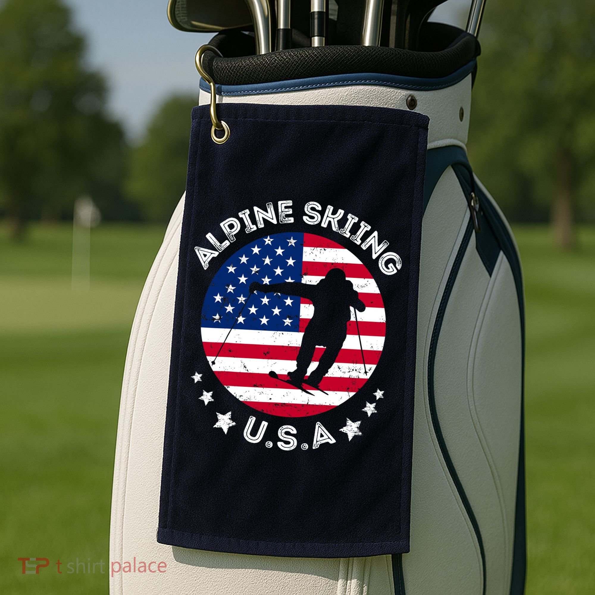 USA Alpine Skiing Team Retro Support USA Downhill Skiing Golf Towel