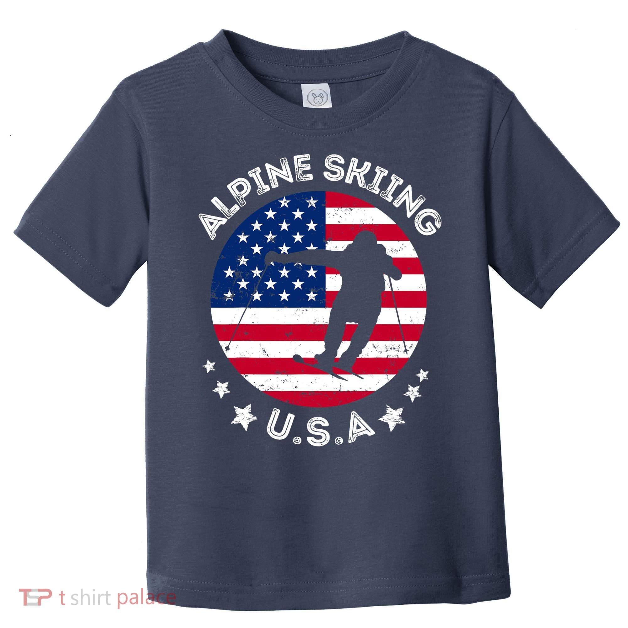 USA Alpine Skiing Team Retro Support USA Downhill Skiing Toddler T-Shirt