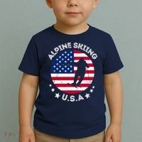 USA Alpine Skiing Team Retro Support USA Downhill Skiing Toddler T-Shirt thumb 2