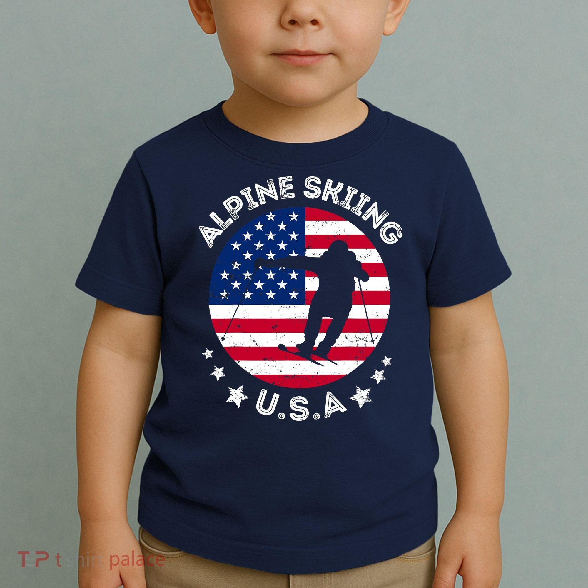 USA Alpine Skiing Team Retro Support USA Downhill Skiing Toddler T-Shirt