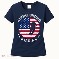 USA Alpine Skiing Team Retro Support USA Downhill Skiing Women's T-Shirt thumb 0