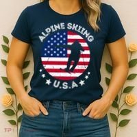 USA Alpine Skiing Team Retro Support USA Downhill Skiing Women's T-Shirt thumb 2