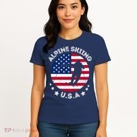 USA Alpine Skiing Team Retro Support USA Downhill Skiing Women's T-Shirt thumb 4