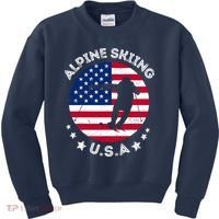 USA Alpine Skiing Team Retro Support USA Downhill Skiing Kids Sweatshirt thumb 0