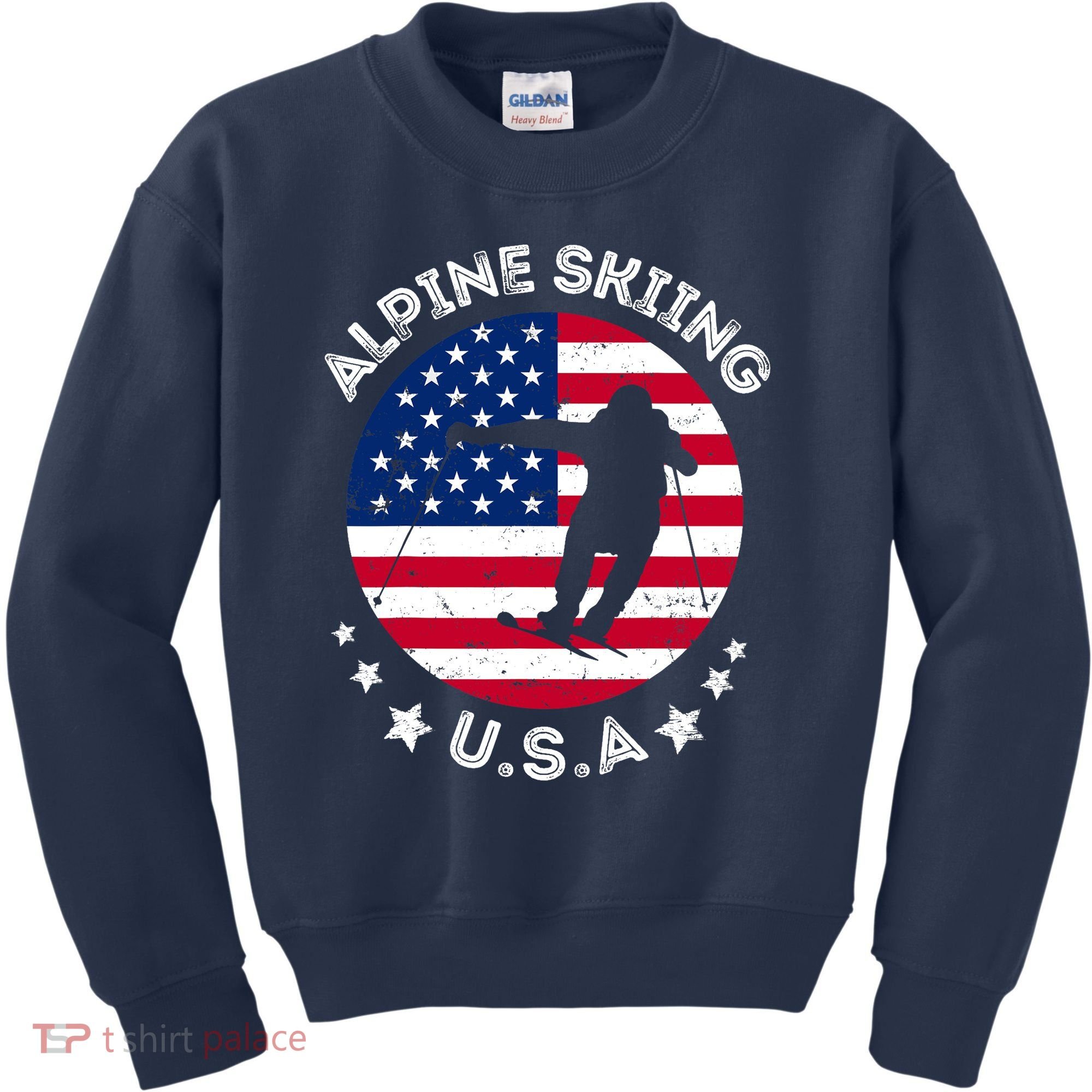 USA Alpine Skiing Team Retro Support USA Downhill Skiing Kids Sweatshirt