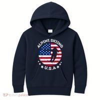 USA Alpine Skiing Team Retro Support USA Downhill Skiing Kids Hoodie thumb 0