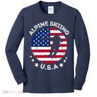 USA Alpine Skiing Team Retro Support USA Downhill Skiing Kids Long Sleeve Shirt thumb 0