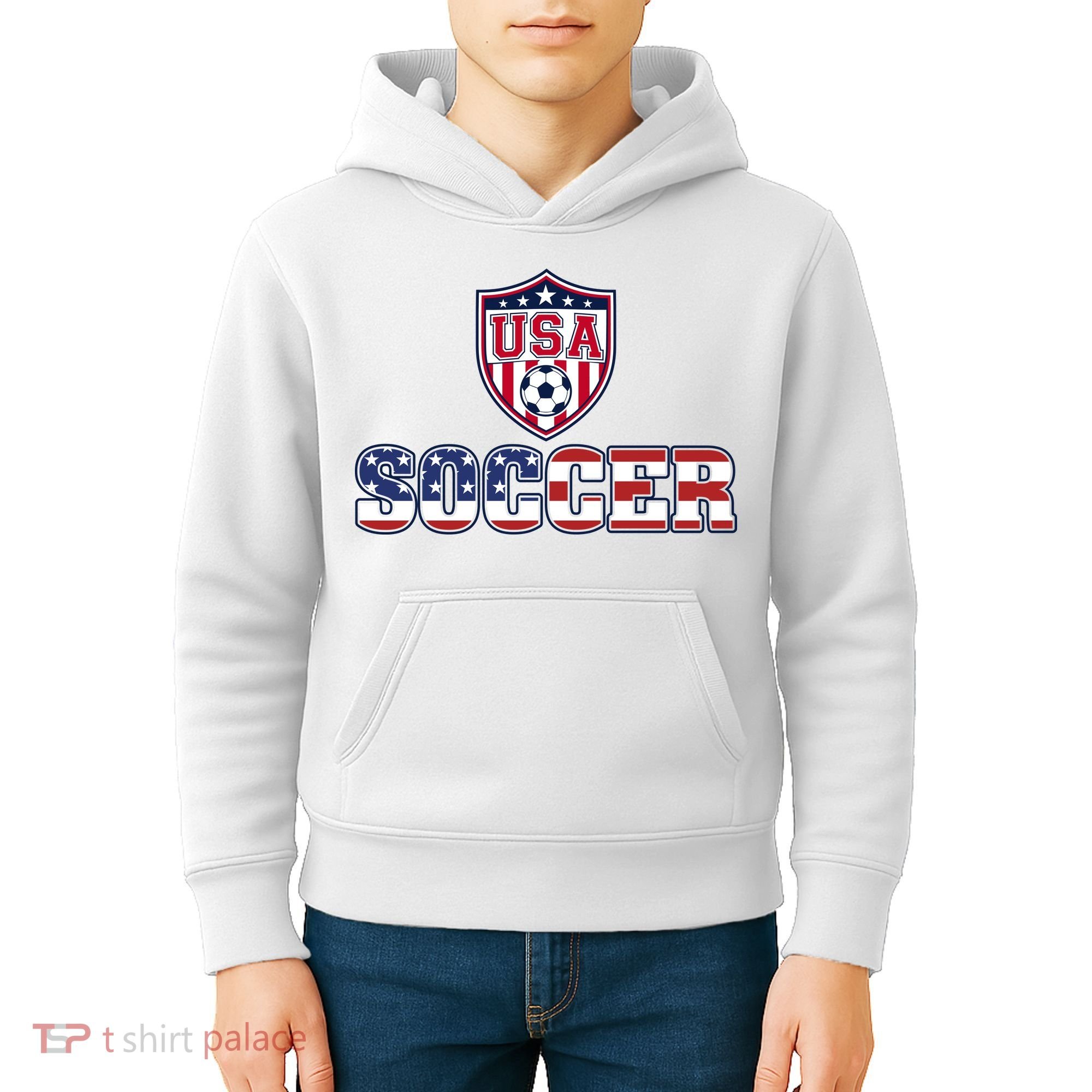 USA American Soccer Graphic For Fans Kids Hoodie