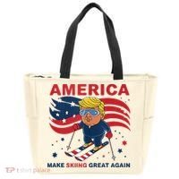 Usa Apres Ski Make Skiing Great Again Donald Trump Tote Bag thumb 0