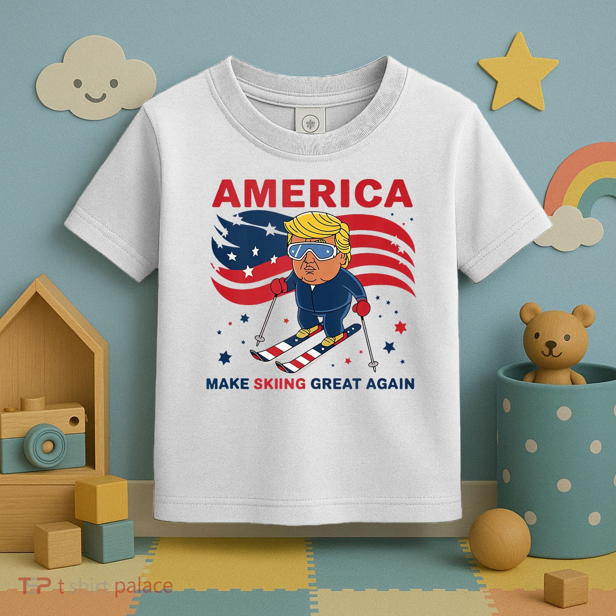 Usa Apres Ski Make Skiing Great Again Donald Trump Toddler T-Shirt