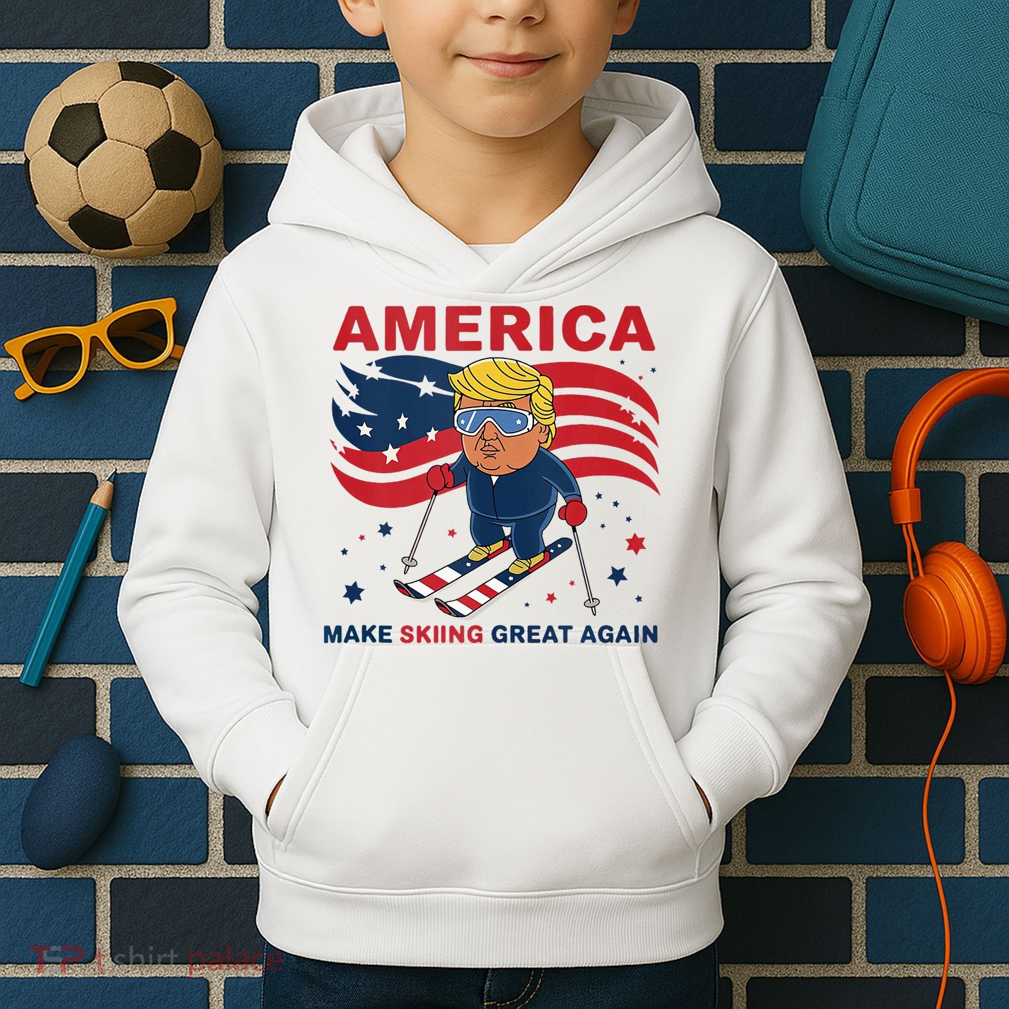 Usa Apres Ski Make Skiing Great Again Donald Trump Kids Hoodie