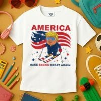 Usa Apres Ski Make Skiing Great Again Donald Trump Kids T-Shirt thumb 3