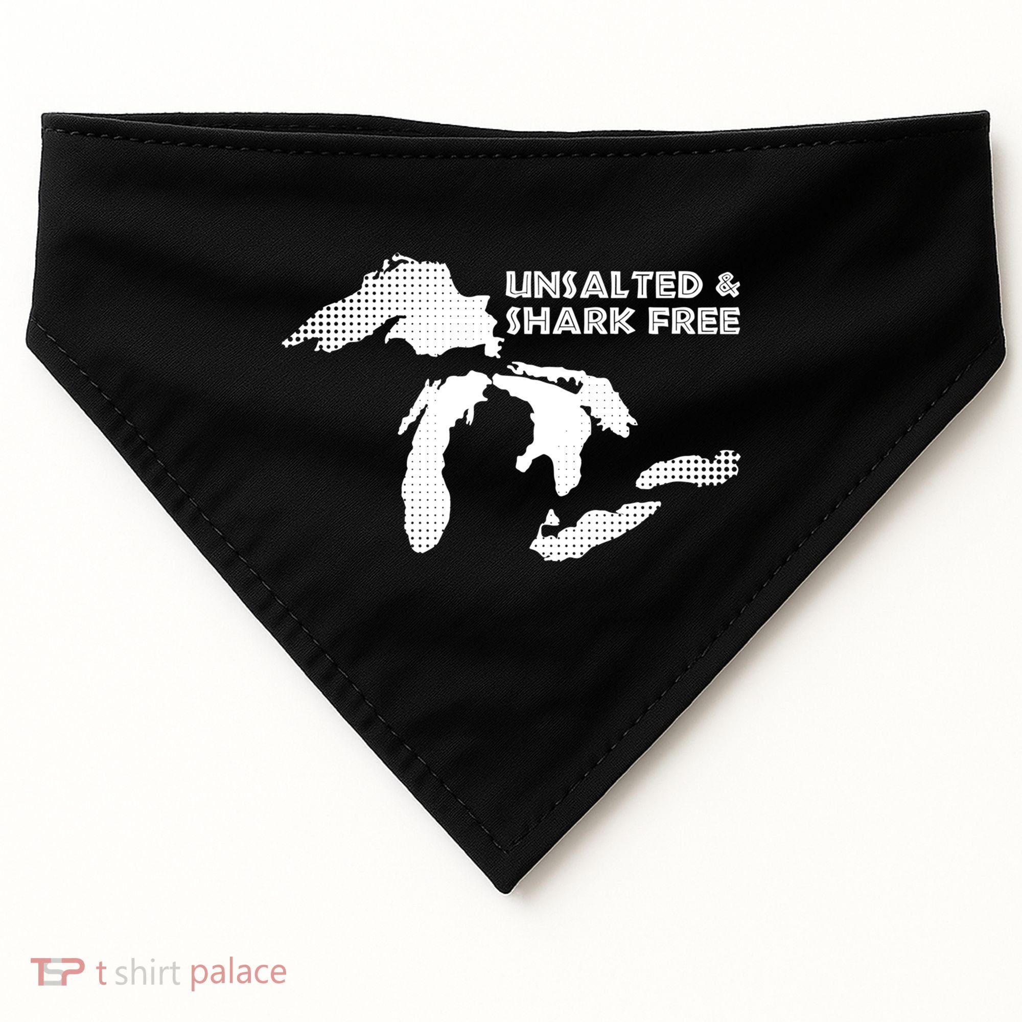 Unsalted And Shark Free Great Lakes Mi Michiganian Pride Gift USA-Made Doggie Bandana