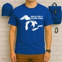 Unsalted And Shark Free Great Lakes Mi Michiganian Pride Gift T-Shirt thumb 6