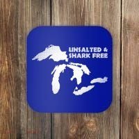 Unsalted And Shark Free Great Lakes Mi Michiganian Pride Gift Coaster thumb 0