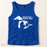 Unsalted And Shark Free Great Lakes Mi Michiganian Pride Gift Tank Top thumb 2