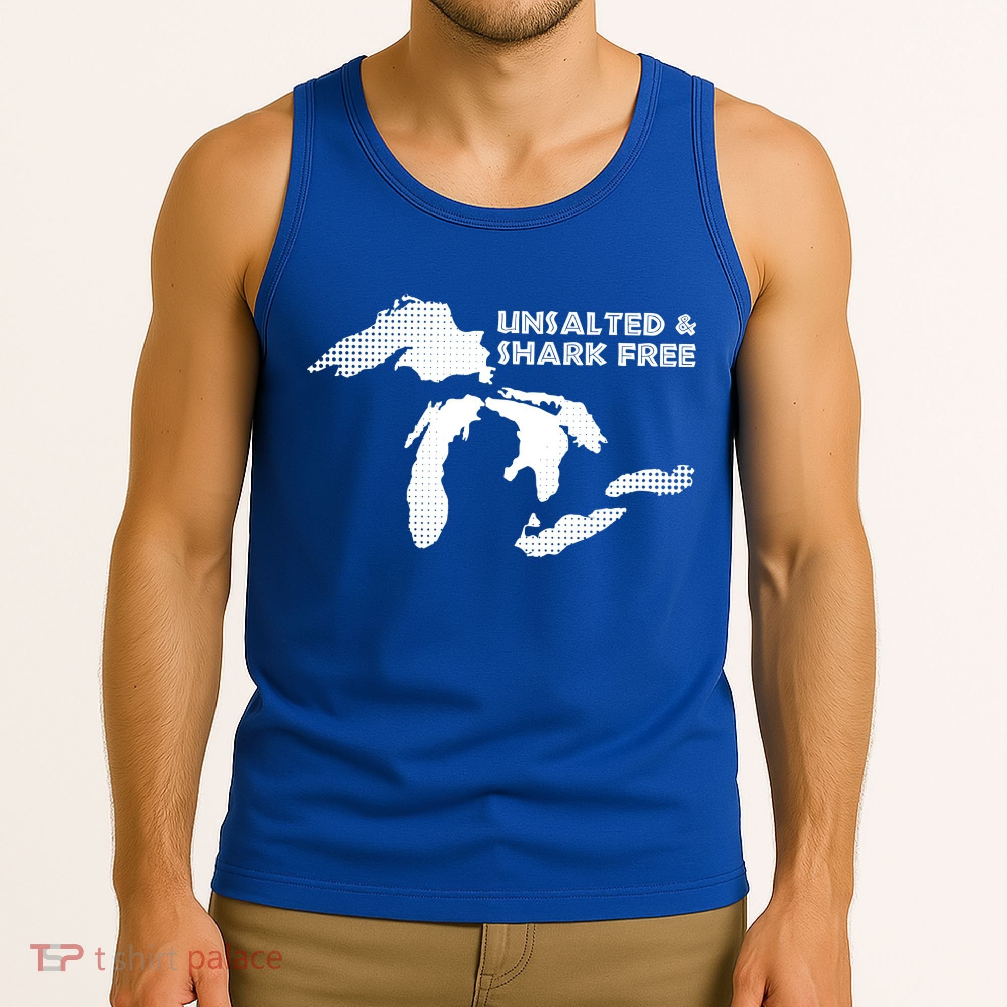 Unsalted And Shark Free Great Lakes Mi Michiganian Pride Gift Tank Top