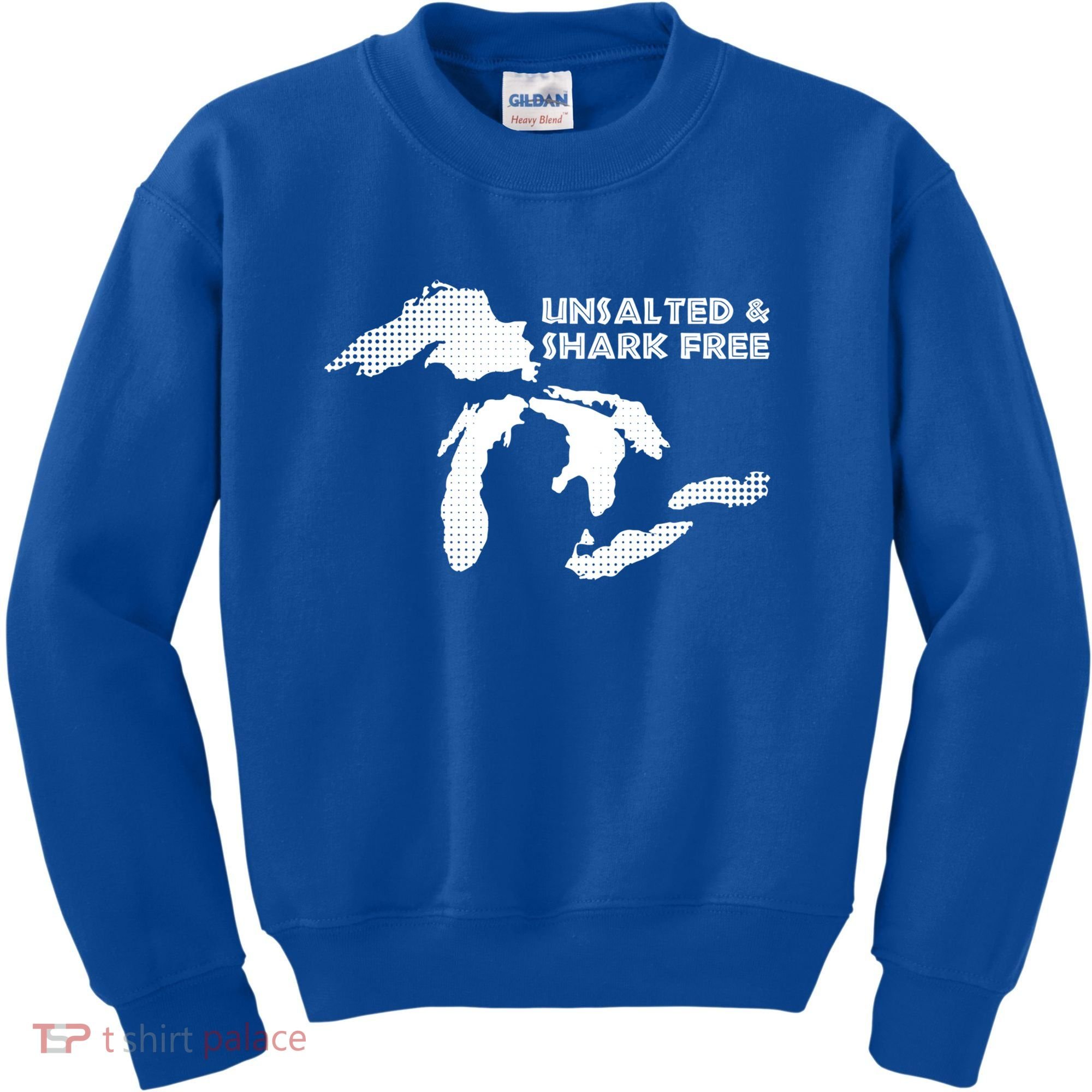 Unsalted And Shark Free Great Lakes Mi Michiganian Pride Gift Kids Sweatshirt
