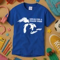 Unsalted And Shark Free Great Lakes Mi Michiganian Pride Gift Kids T-Shirt thumb 3