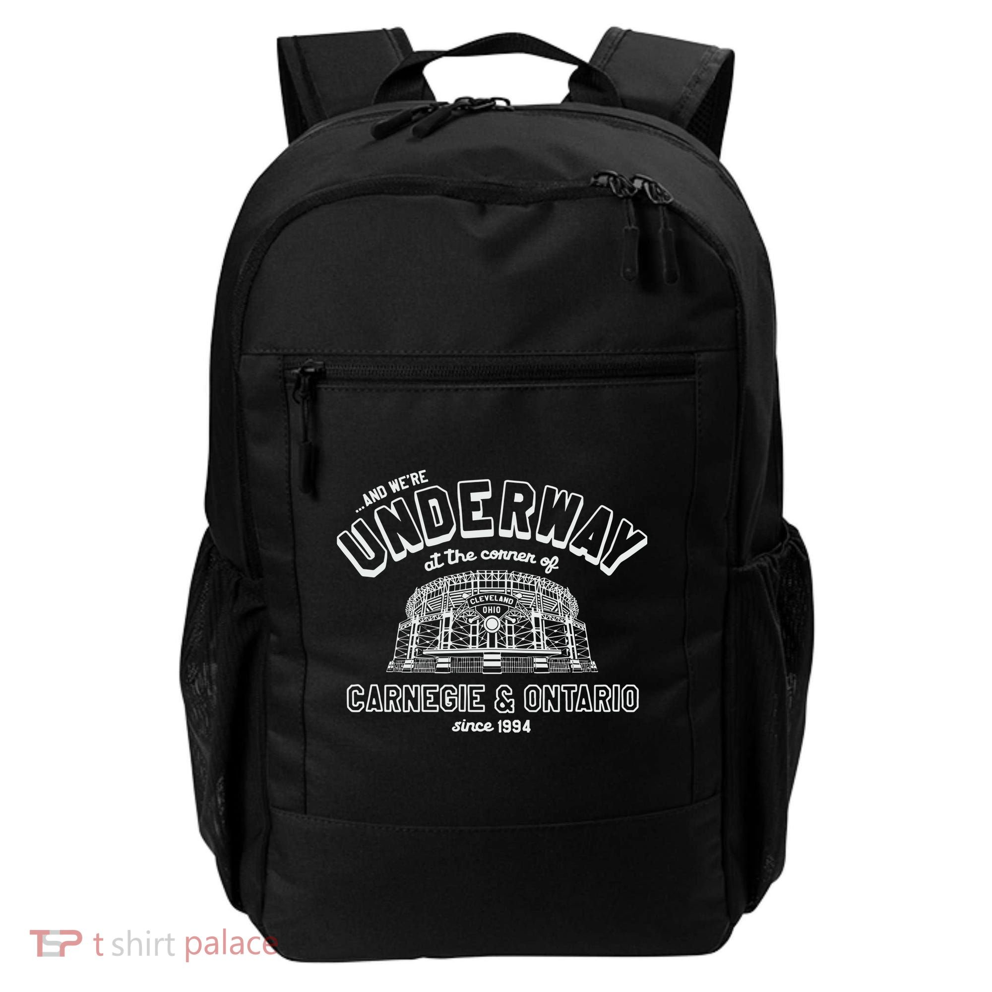 Underway At The Corner Of Carnegie & Ontario Since 1994 Backpack