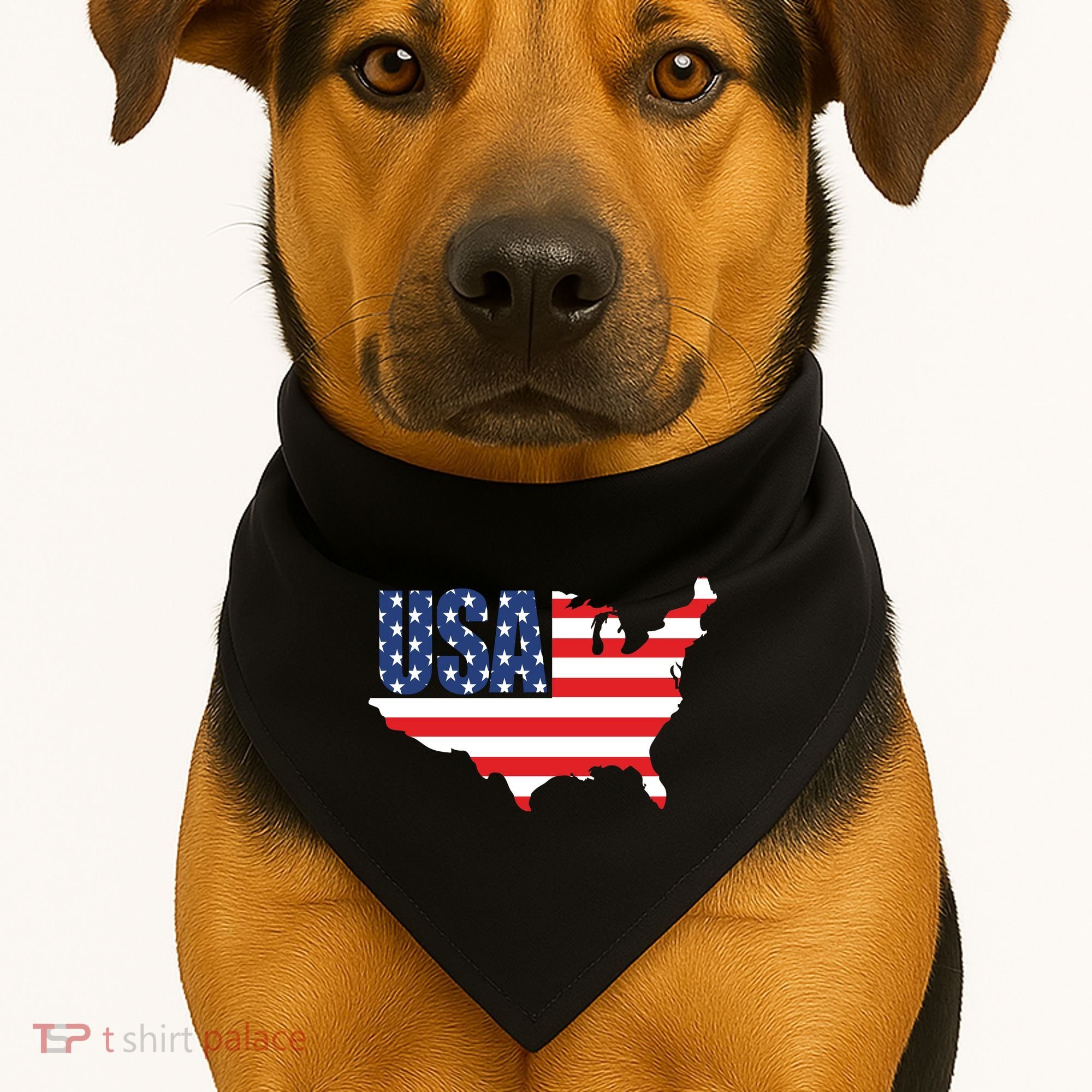 USA American US Flag Map Patriotic USA-Made Doggie Bandana
