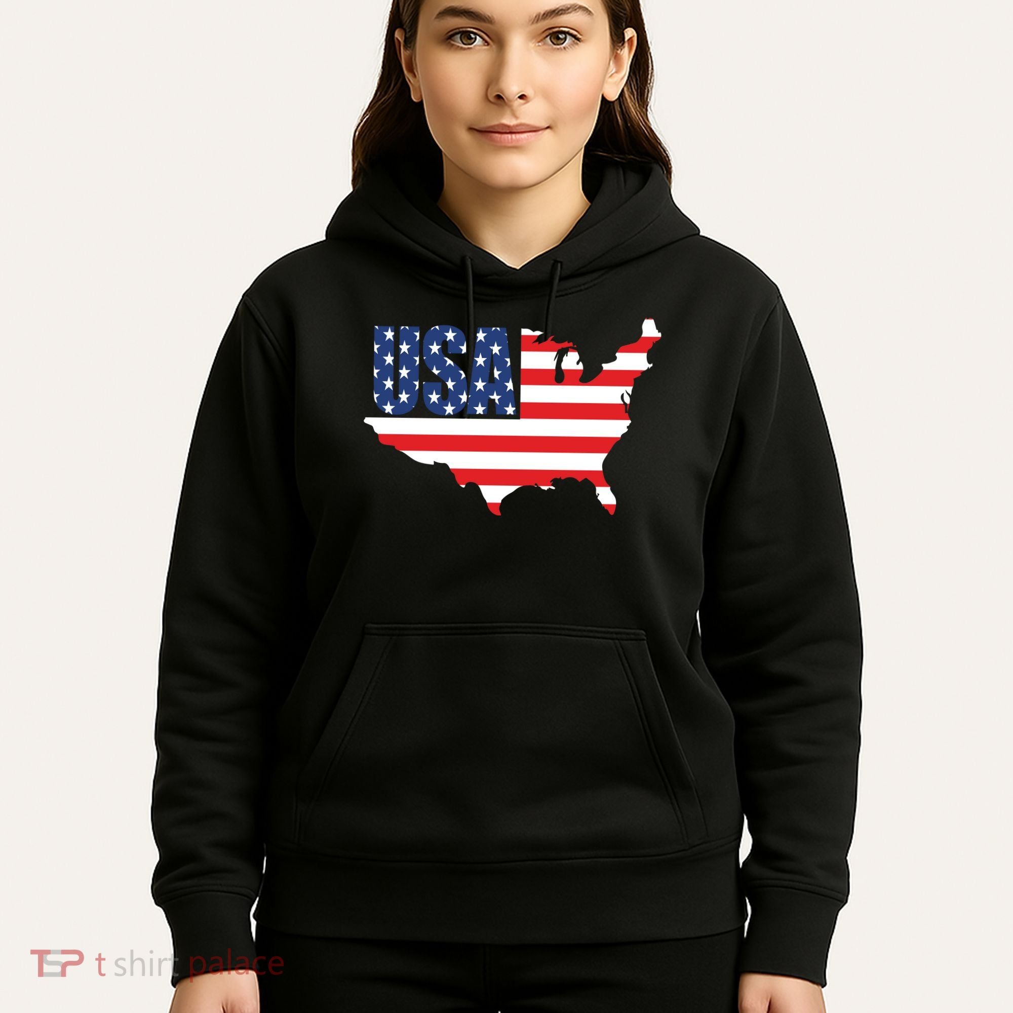 USA American US Flag Map Patriotic Hoodie