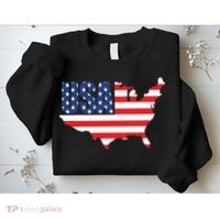 USA American US Flag Map Patriotic Sweatshirt thumb 2