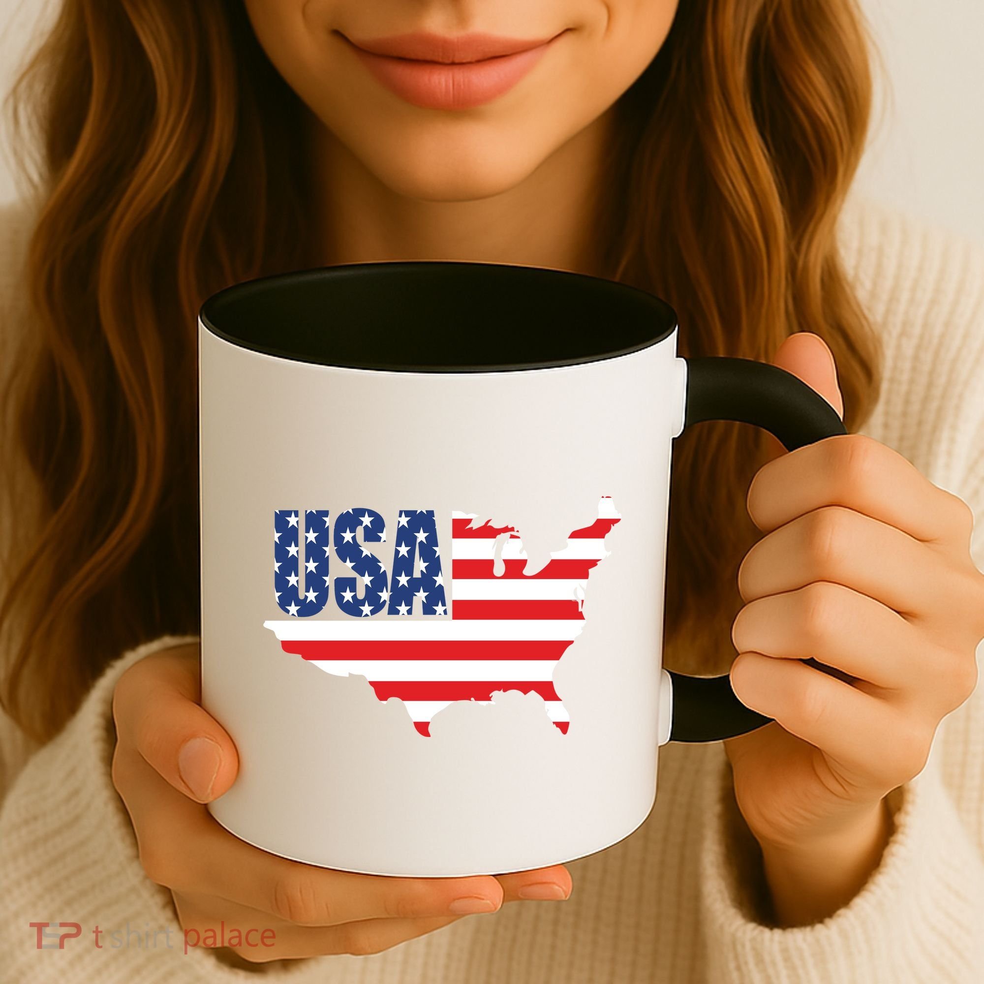 USA American US Flag Map Patriotic Coffee Mug