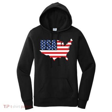 USA American US Flag Map Patriotic Women's Hoodie