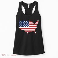 USA American US Flag Map Patriotic Women's Tank Top thumb 0