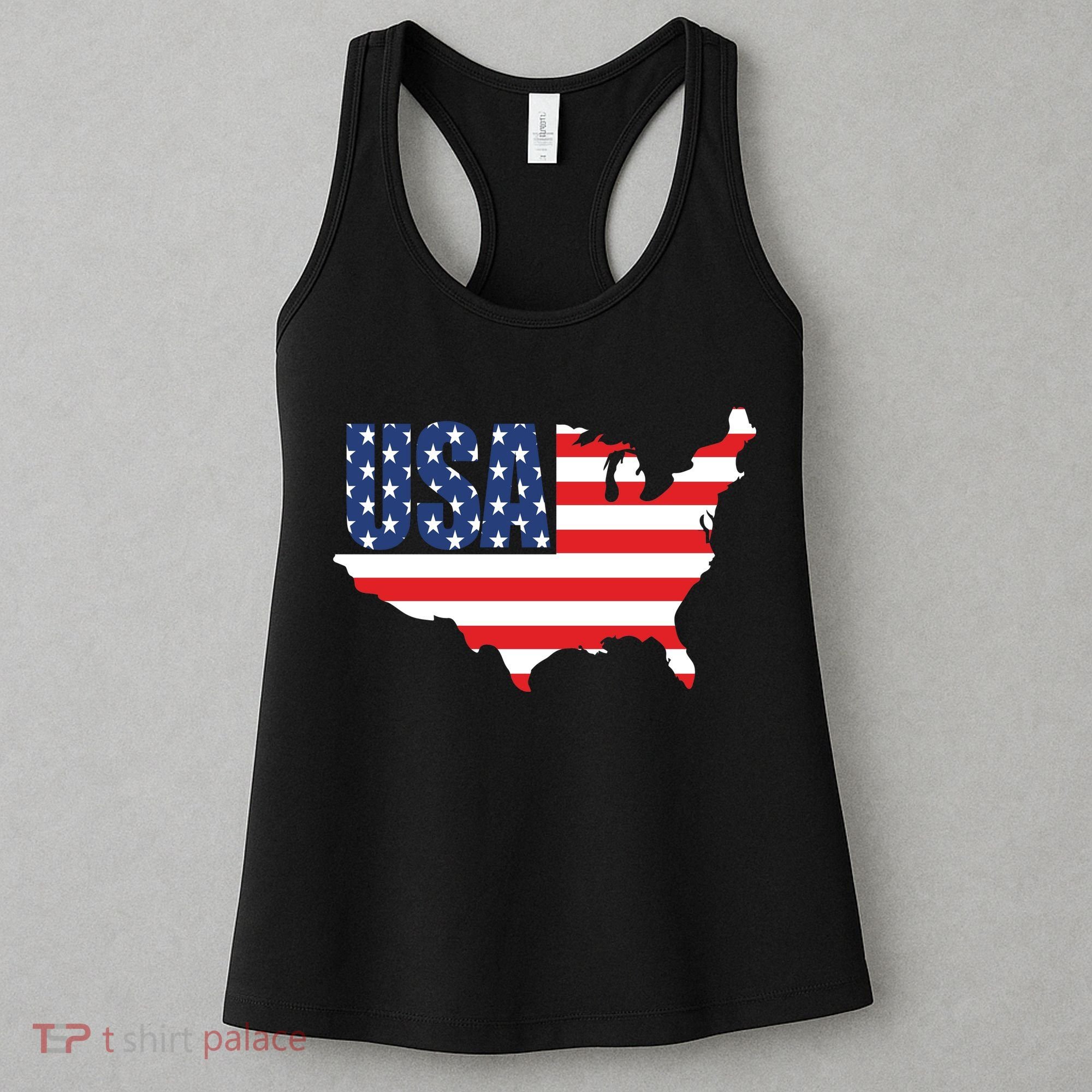 USA American US Flag Map Patriotic Women's Tank Top