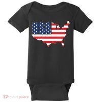 USA American US Flag Map Patriotic Baby Bodysuit thumb 0