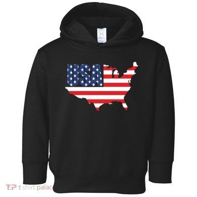 USA American US Flag Map Patriotic Toddler Hoodie