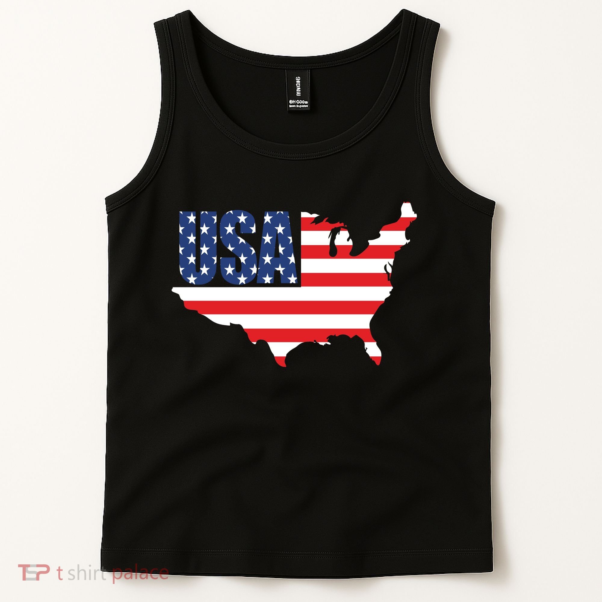 USA American US Flag Map Patriotic Tank Top