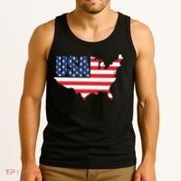 USA American US Flag Map Patriotic Tank Top thumb 3