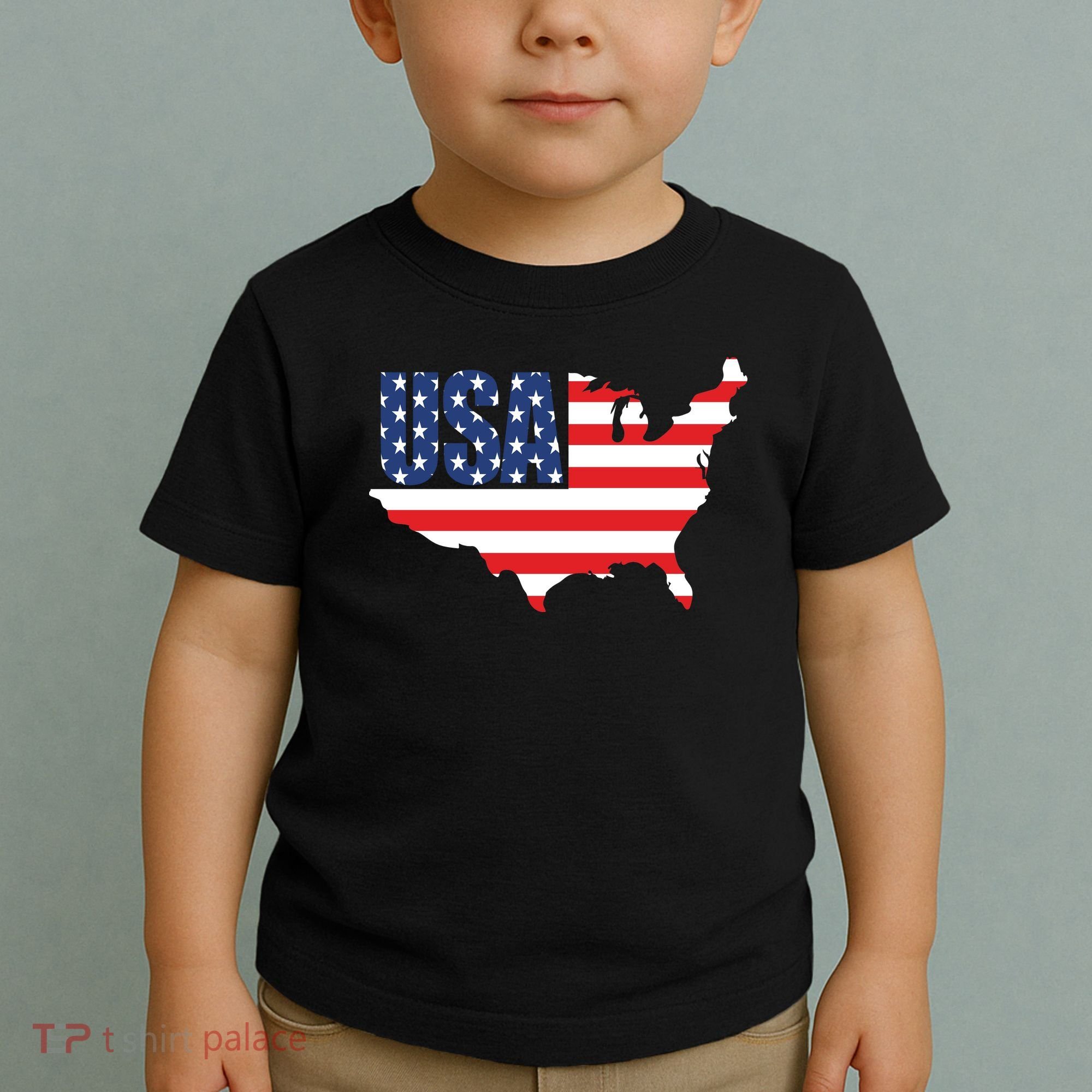 USA American US Flag Map Patriotic Toddler T-Shirt
