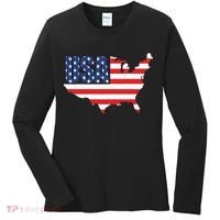USA American US Flag Map Patriotic Women's Long Sleeve Shirt thumb 0