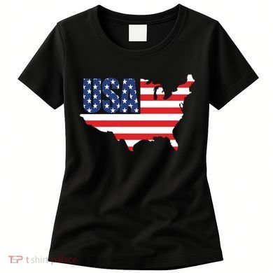 USA American US Flag Map Patriotic Women's T-Shirt