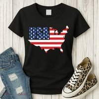 USA American US Flag Map Patriotic Women's T-Shirt thumb 3