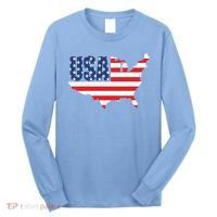 USA American US Flag Map Patriotic Long Sleeve Shirt thumb 0