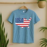 USA American US Flag Map Patriotic T-Shirt thumb 2