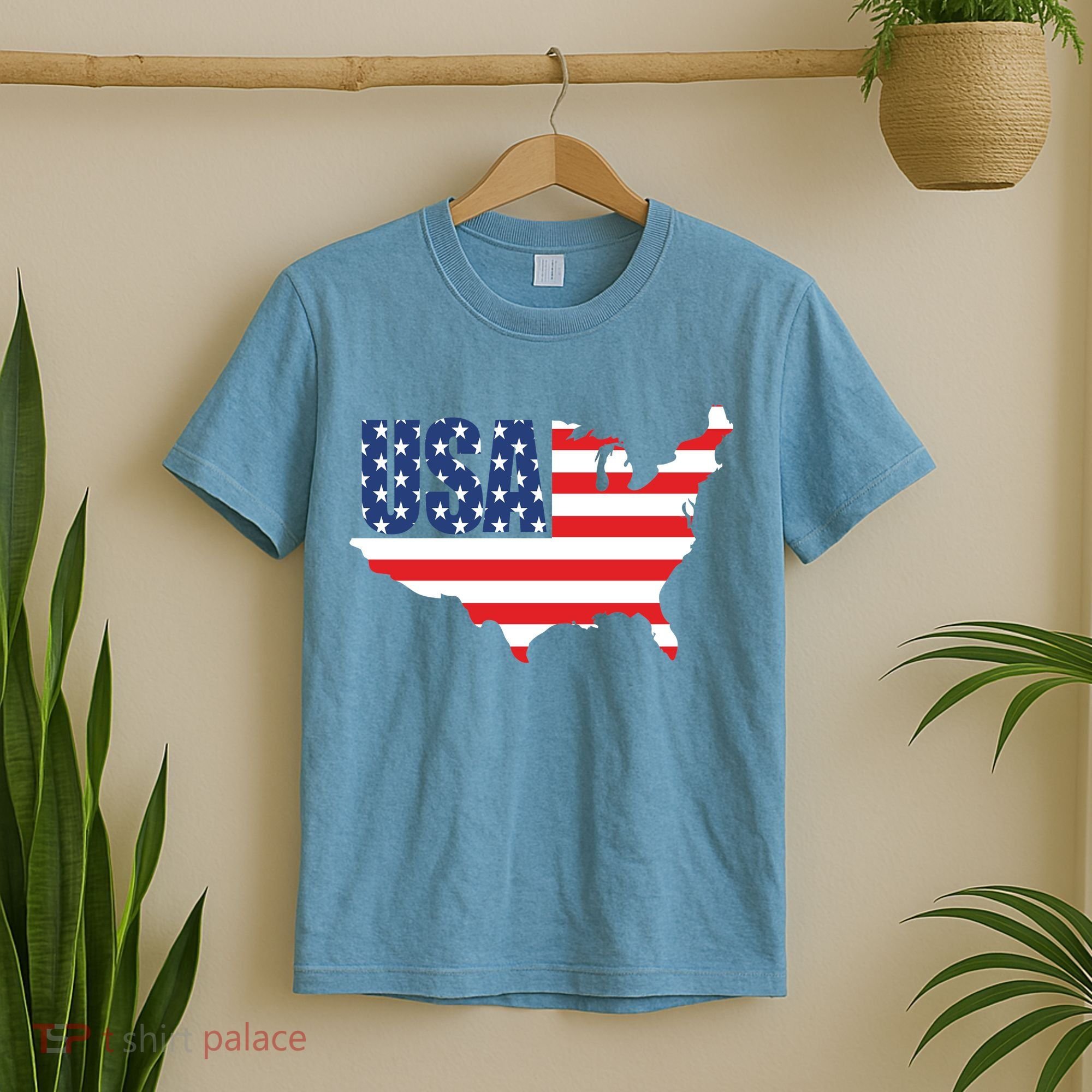 USA American US Flag Map Patriotic T-Shirt